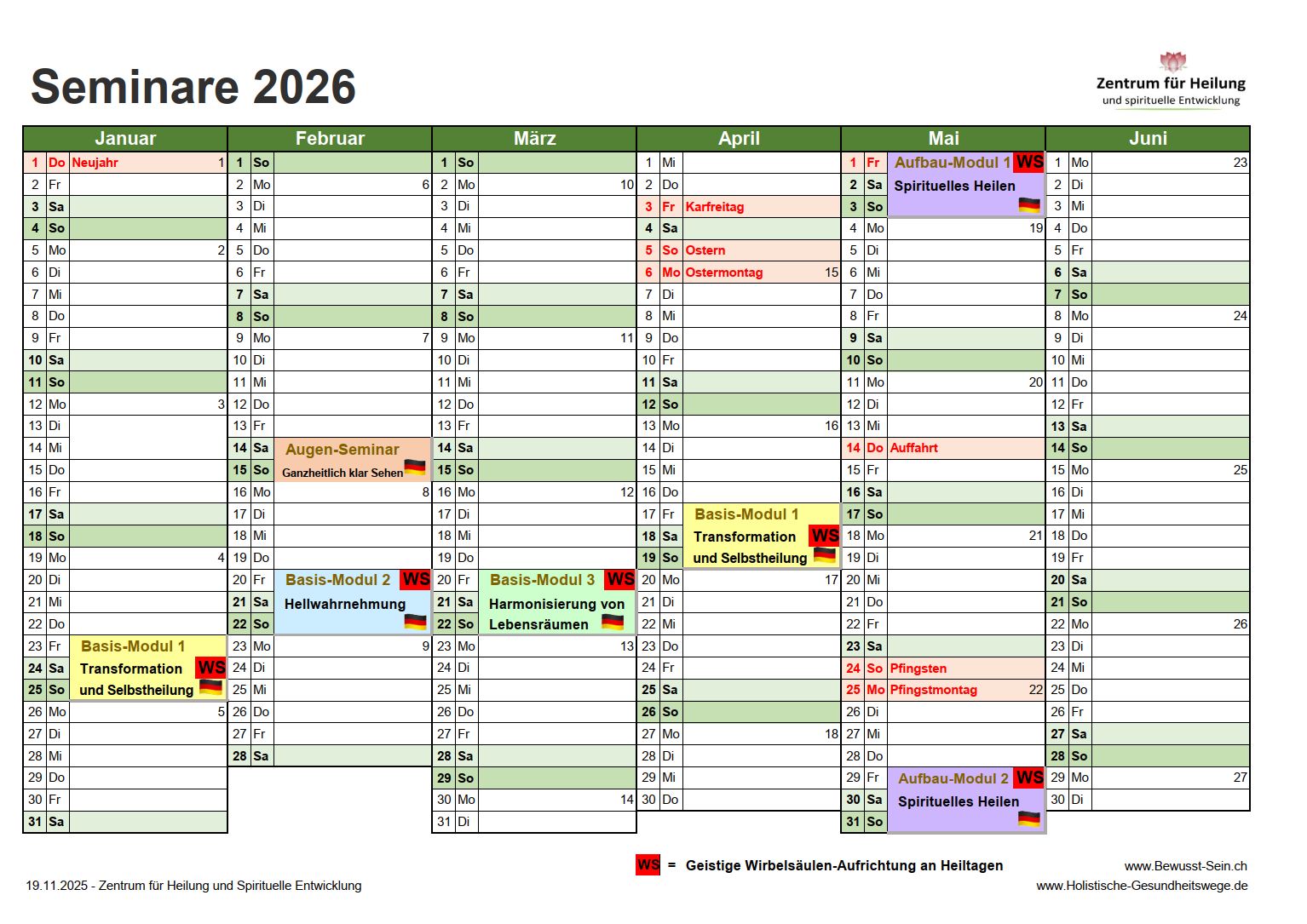 Seminar Kalender 2026